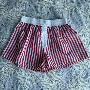 PrettyLittleThing red & white striped shorts